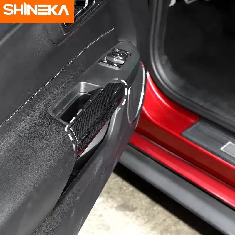 ABS Carbon Door Handle Cover Trim Interior Decoration for Ford Mustang 2015-2020