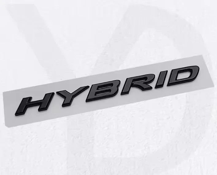 Hybrid Badge in Gloss Black Chrome Silver 186mm / 190mm x 16mm Free Post NEW AU