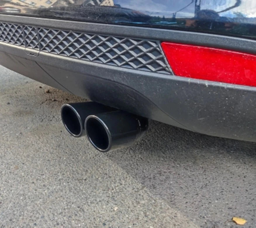 Twin Gloss Black Exhaust Tips 63mm Inlet Dual 76mm Outlet Muffler Tail Pipe