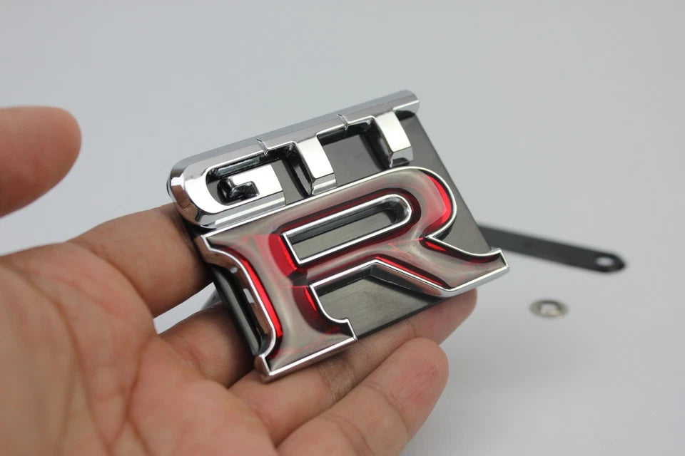 GTTR Grill & Boot Badge Emblem Silver Red for Nissan Skyline R34 GTR GTT GTST GT