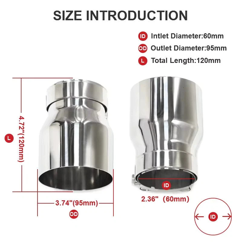 2pcs/lot Exhaust Tip For BMW 60mm Inlet 95mm Outlet F 20 21 22 23 30 31