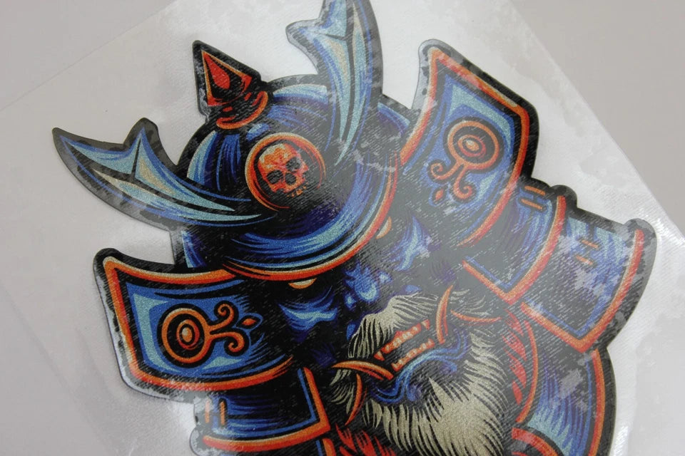 Samurai Oni Mask Blue Car Decals Sticker for Toyota Nissan Subaru Mazda Hyundai