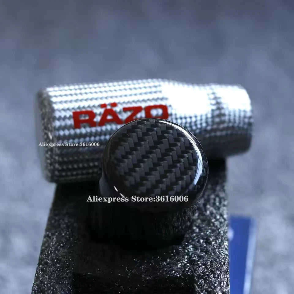 Black/Silver RAZO Real Carbon Fiber Gear Shift Knob Shifter Lever 80mm NEW