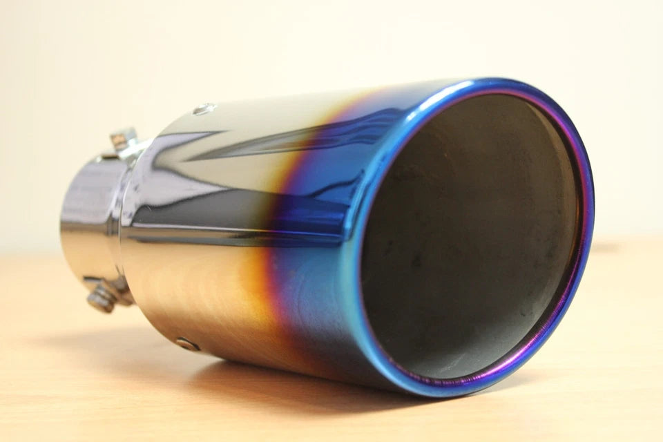 JDM C018 Burnt Titanium Exhaust Tips 60mm Inlet 85mm 3.5" Outlet Muffler Pipe