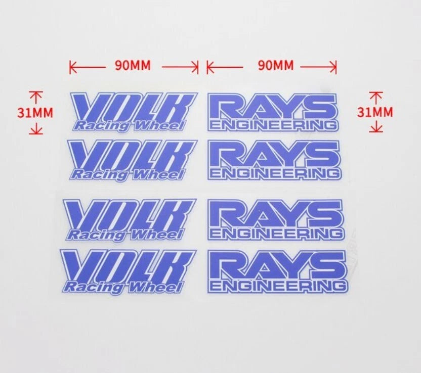4 x VOLK RAYS TE37 Wheel Rim Blue Decals Stickers Saga Ultra XT V NEW AUS