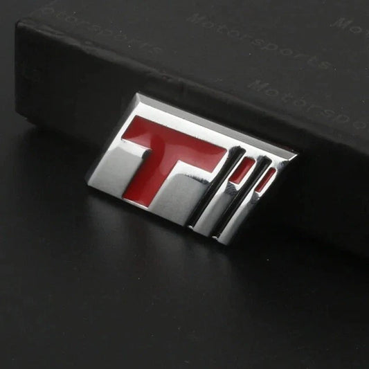 Turbo Badge Emblem Chrome Silver / Red for Honda Mitsubishi Mazda Suzuki KIA