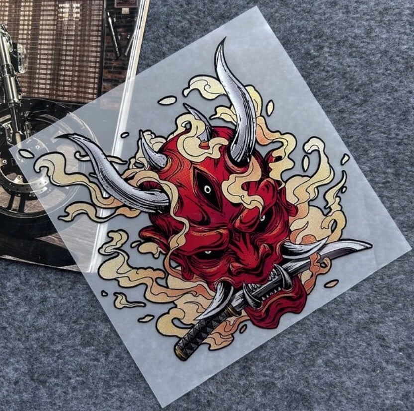 Japanese Three Eye Oni Death Mask Demon Decal Sticker JDM Car Bike Nissan Honda
