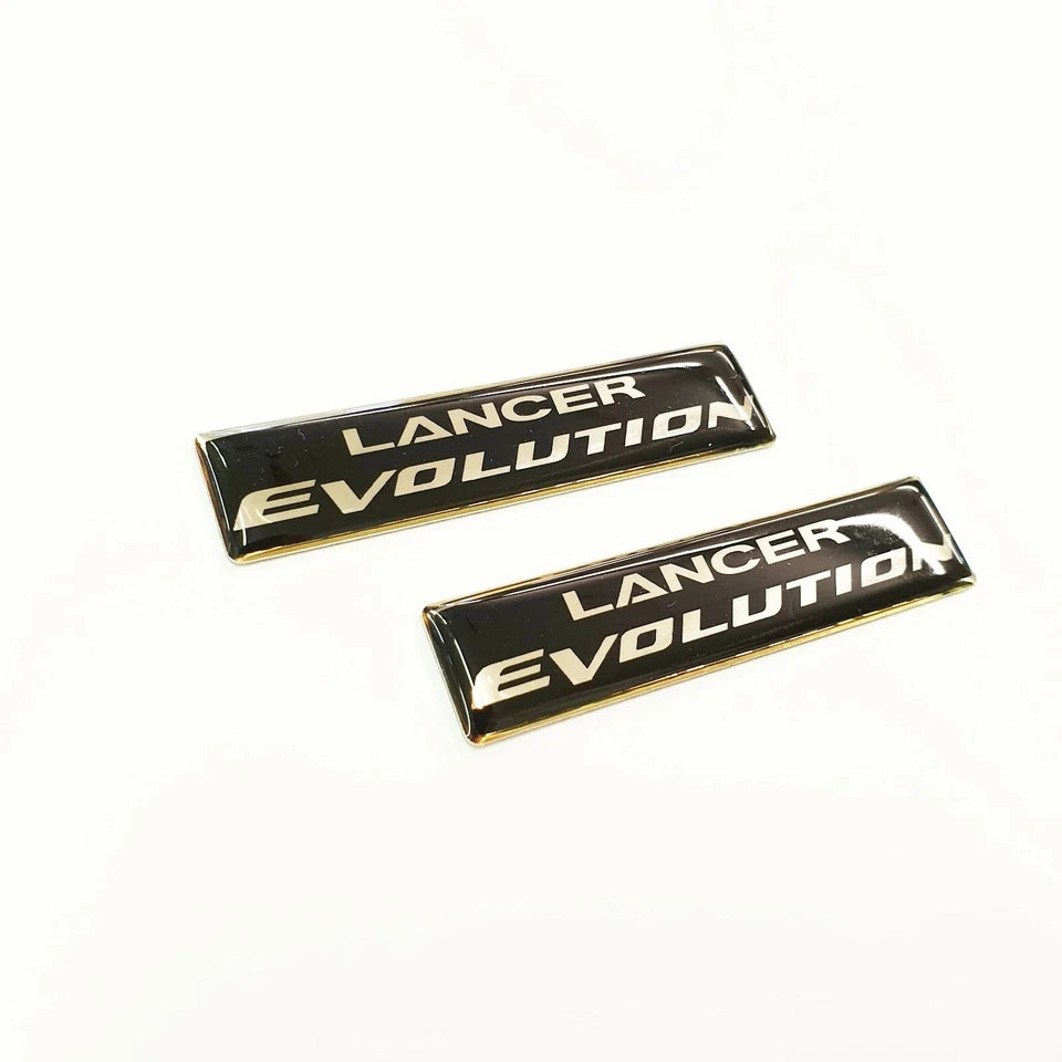 2 x Lancer Evolution Black Silver Boot Fender Badge Emblem for Mitsubishi NEW