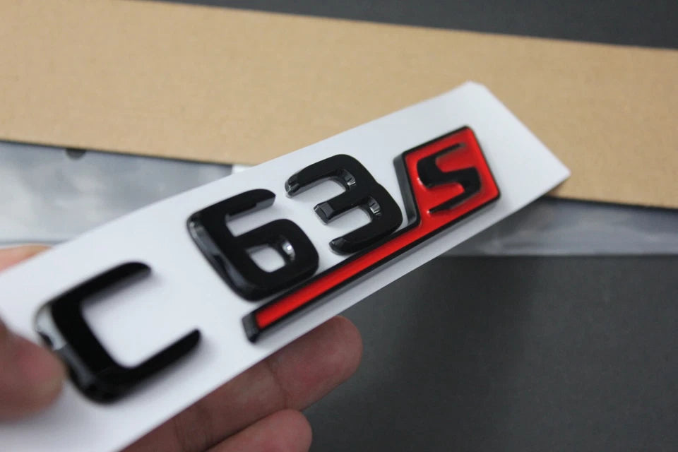 C63S Gloss Black & Red Rear Boot Emblem Badge for Mercedes C205 W204 W205 W206