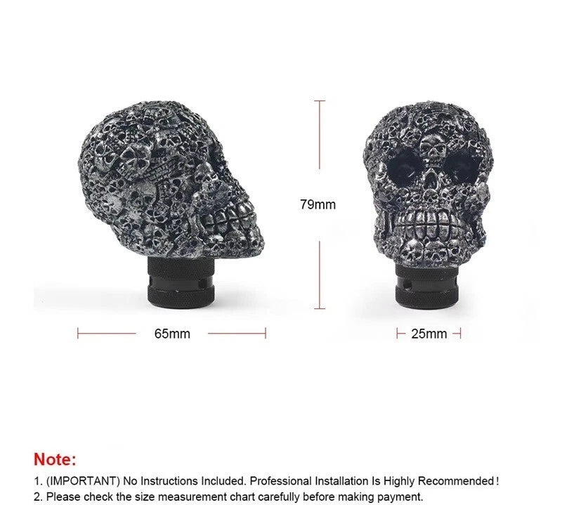 NEW Style Skull Manual Gear Knob Dark Silver / Cream Beige NEW M8 M10 M12