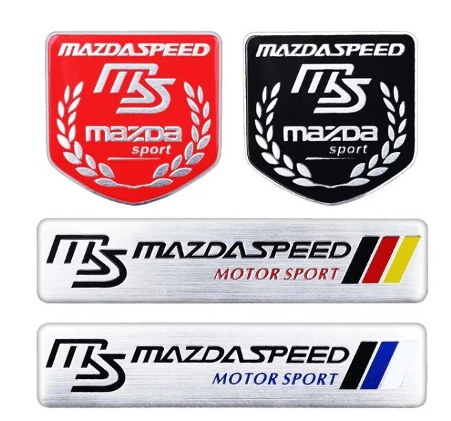 4 x Mazdaspeed Motorsport Aluminium Badge Emblem for Mazda 2 3 RX7 RX8 MX5 MPS