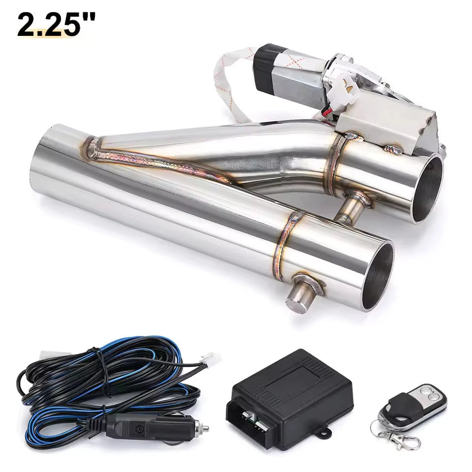 Stainless Steel Electric Dual-Valve Exhaust Downpipe w/ Wireless Remote 2.0"-3"