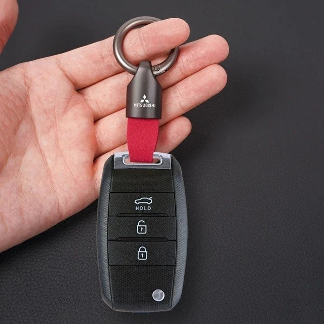 Suede Mitsubishi Keyring Keychain for Evolution Lancer Colt Pajero Outlander