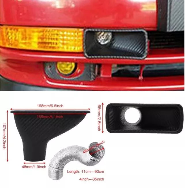 Universal Turbo Air Intake Inlet Pipe Kit Air Funnel Carbon Style 90cm NEW