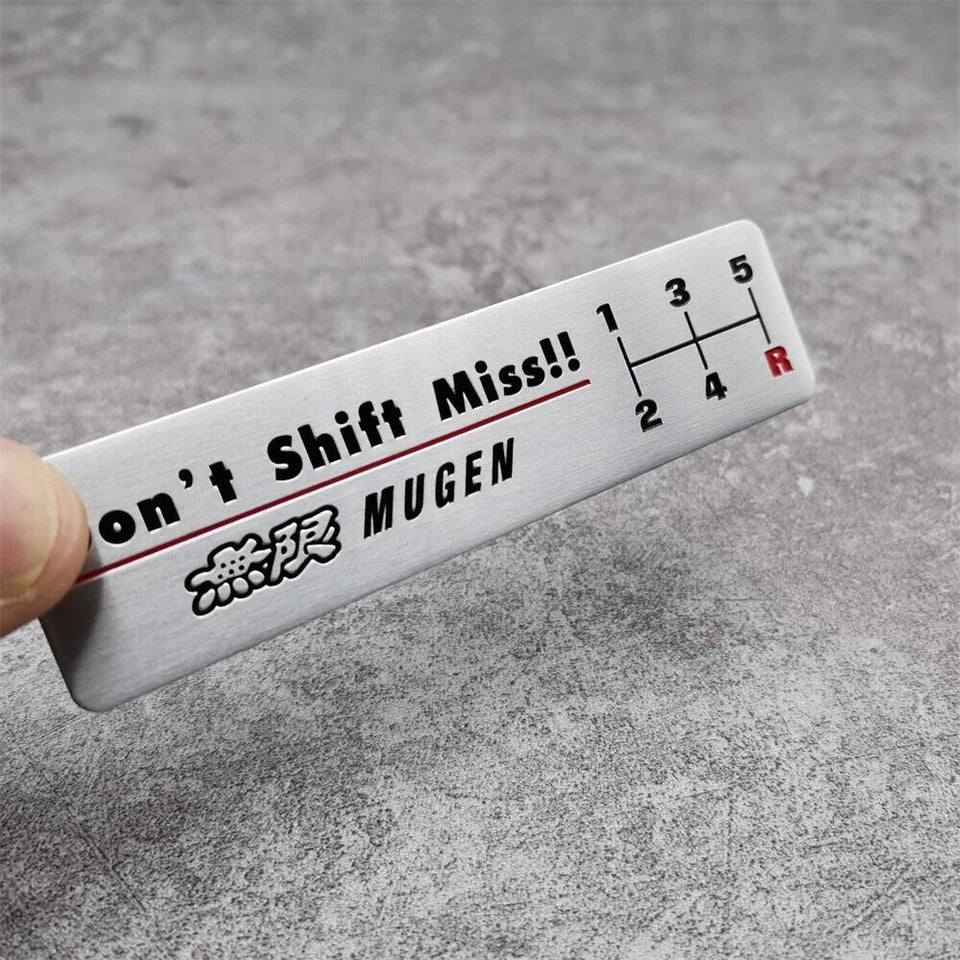 Mugen 5-speed Honda Shift Gear Badge Brushed Alloy Emblem Integra Type R S Civic