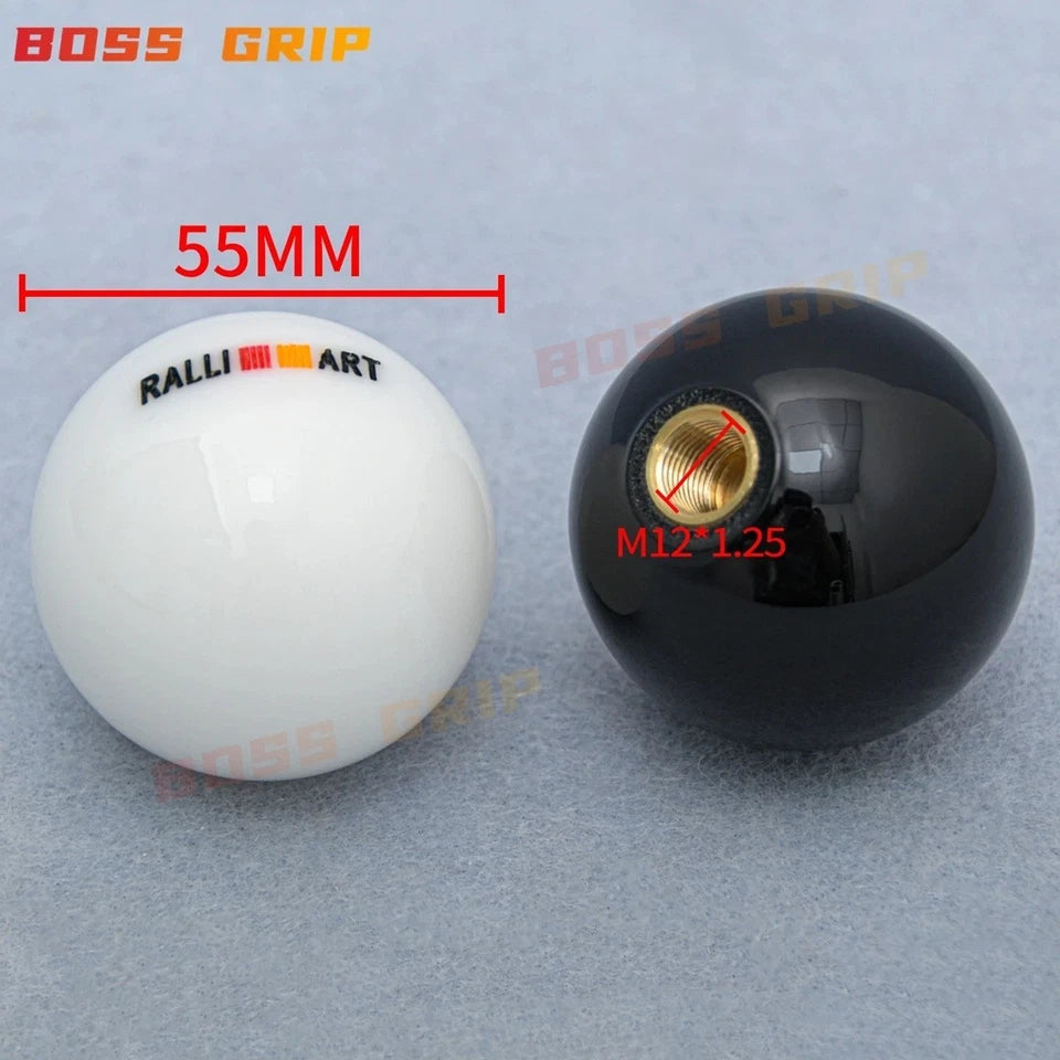 Ralliart Acrylic White Black Gear Shift Knob M10x1.25 for Mitsubishi Manual Auto