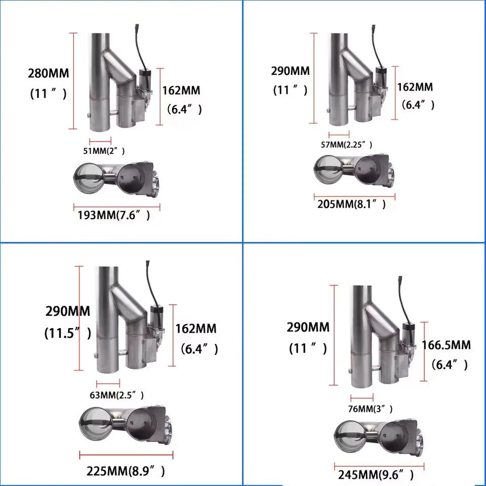 Universal 2.5" Electric Exhaust Pipe Valve Kit Dual Motor Muffler Adjustable