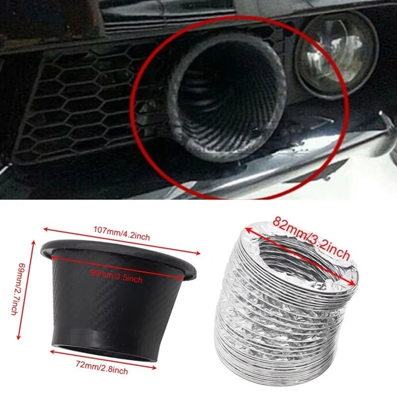 Universal Turbo Air Intake Inlet Pipe Kit Air Funnel Carbon Style 90cm NEW