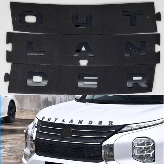 Outlander Badge Emblem Set Chrome Silver Gloss Black for Mitsubishi Models NEW