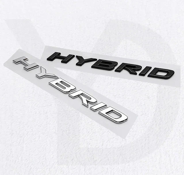 Hybrid Badge in Gloss Black Chrome Silver 186mm / 190mm x 16mm Free Post NEW AU
