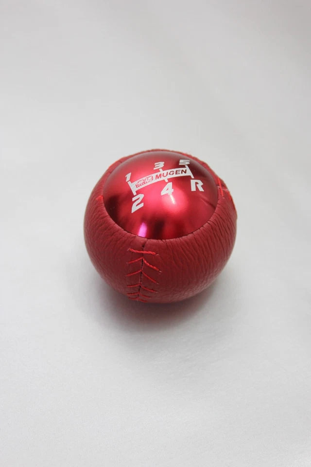 Mugen 5 Speed Gear Shift Knob 10x1.5 Red Leather Honda Civic Jazz CRV CL9 CL7