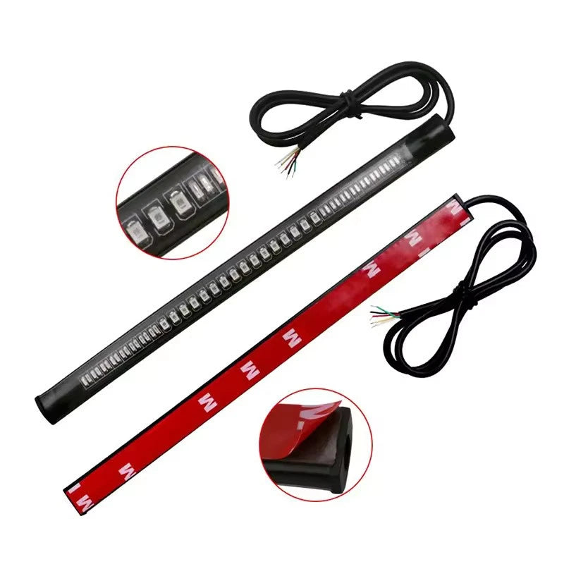 Flexible 48 LED Motorcycle Tail and Turn Signal Light Bar 12V Rear Brake Strip
