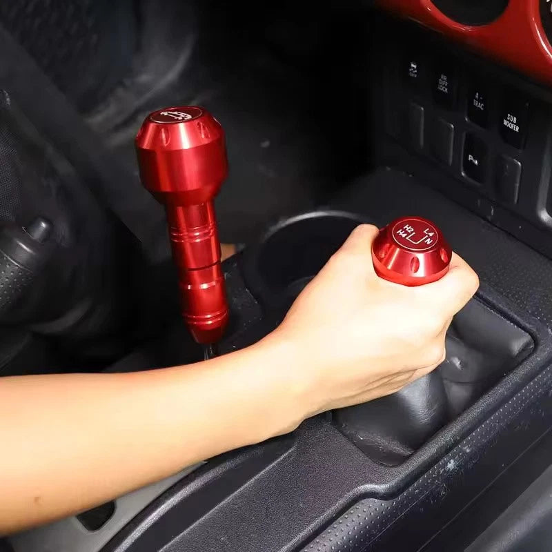 2 x Aluminium Gear Shift Black Silver Red Knob for Toyota FJ Cruiser 2007 - 2021