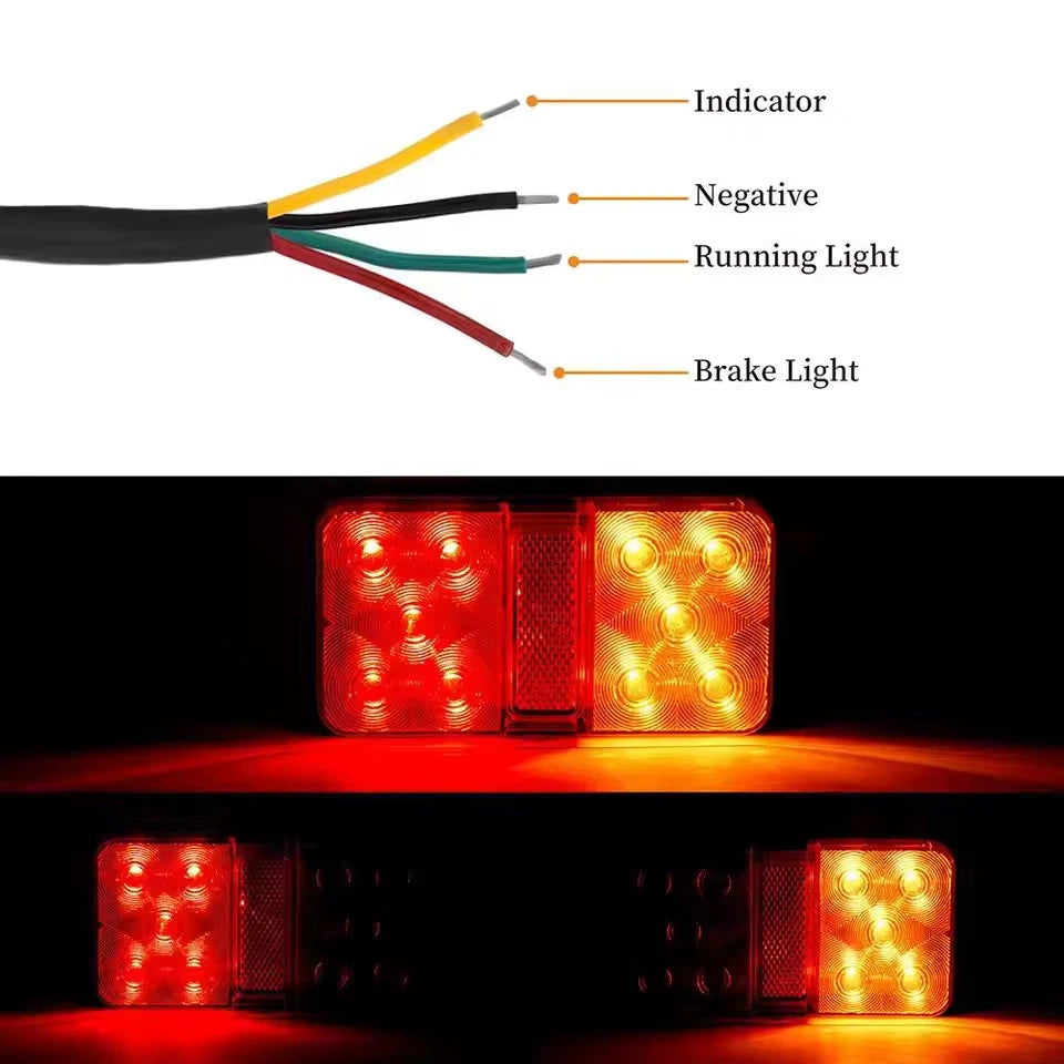 2Pcs 12V LED Tail Light Set Rear Brake Turn Signal & Stop Lamp for Car Truck NEW