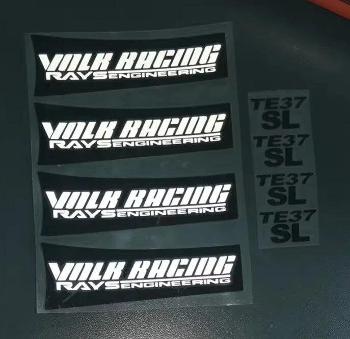 4 x RAYS TE37 SL Wheel Rim Decal Stickers 130mm White Yellow Blue Green Red Pink