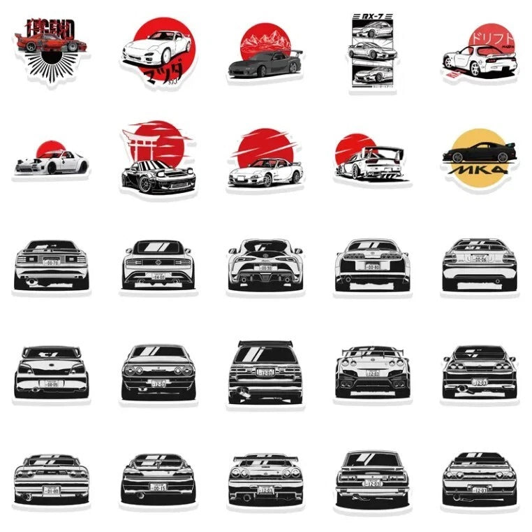 50 x Japan Sport Cars Decal Sticker Set Pack 4 Waterproof Vinyl Graffiti JDM