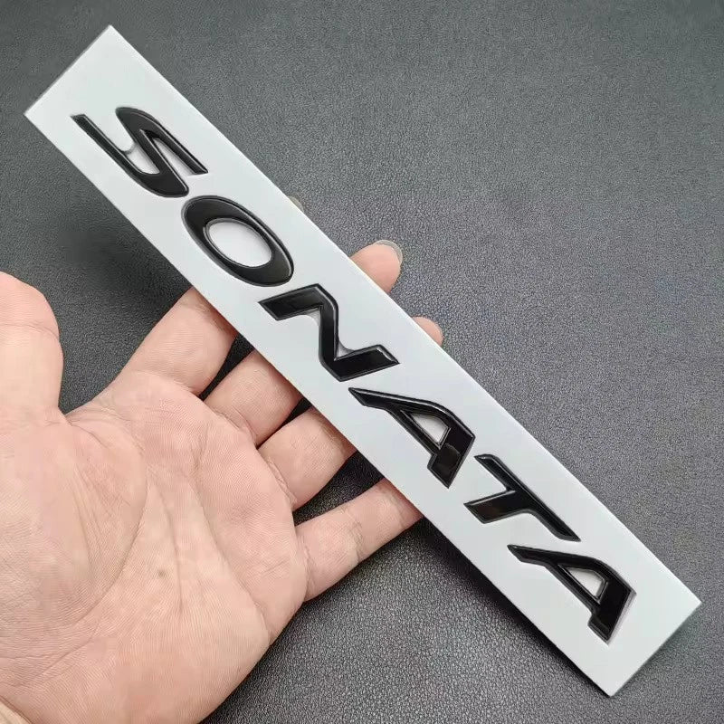 Sonata Emblem Badge Chrome Black Black Self-Adhesive Car Logo Letters