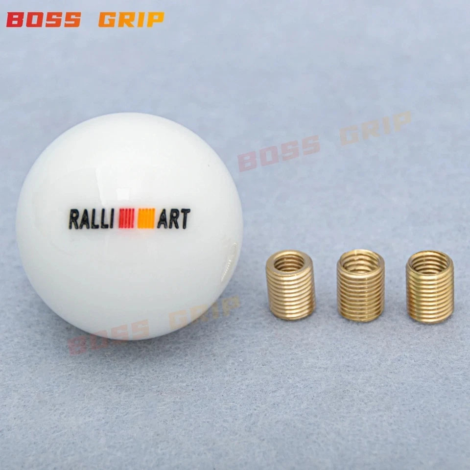 Ralliart Acrylic White Black Gear Shift Knob M10x1.25 for Mitsubishi Manual Auto