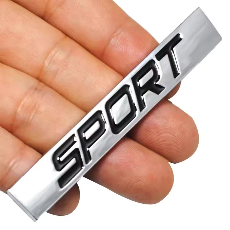 Sport Black Red Silver Badge Emblem 78mm x 12mm with Adhesive NEW