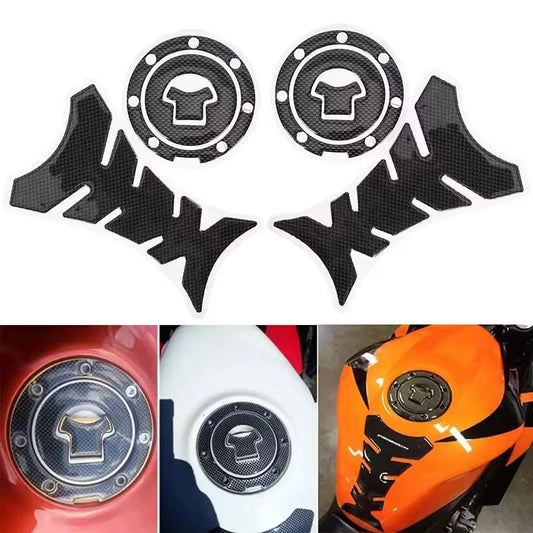 3D Carbon Fiber Gel Gas Cap Protector Durable for Motorcycle Gas Tank Cover