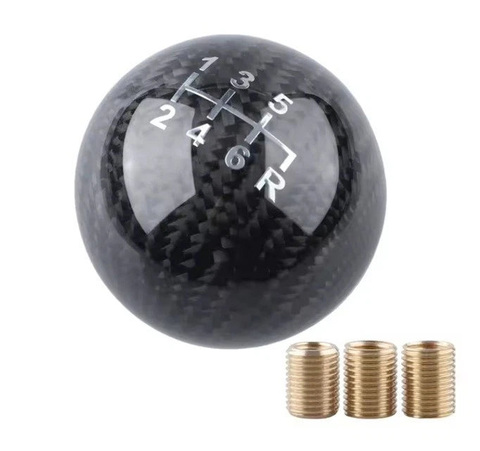 Black 3K Carbon 5 6 Speed Gear Shift Knob M12x1.25 M10x1.25 M10x1.5 M8x1.25 AU