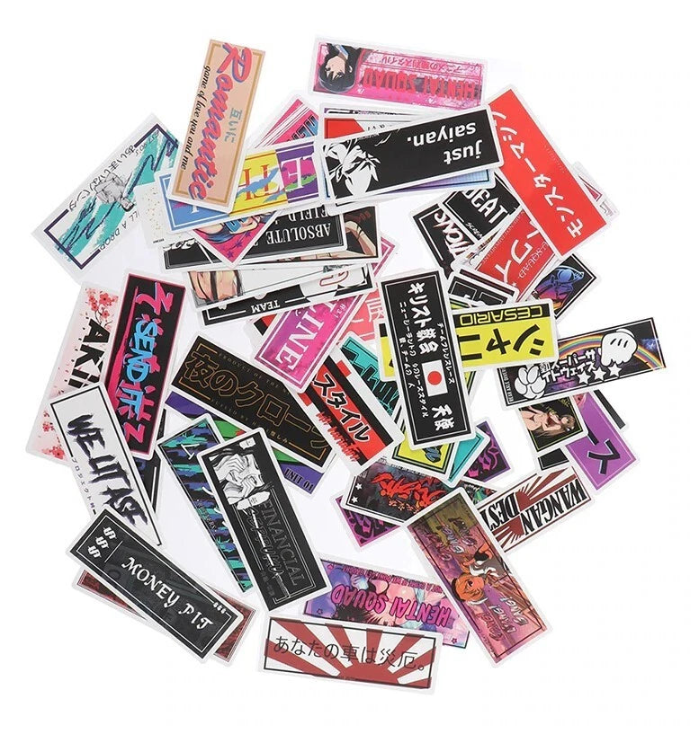 50x Japanese JDM Anime Manga Kanji Decal Sticker for Car Bike Computer Suitcase