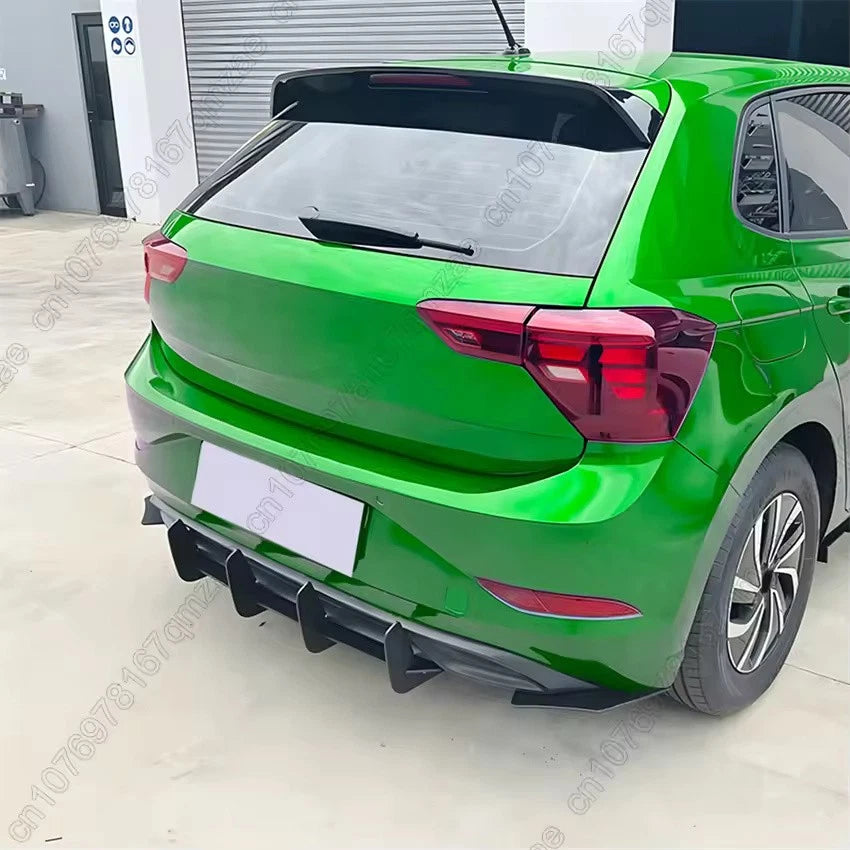 Rear Bumper Diffuser Lip Tail Spoiler Black for Volkswagen Polo MK 6.5 2022–2024