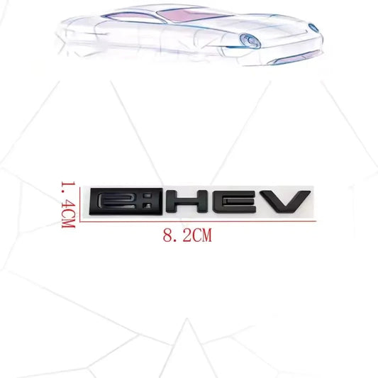 E:HEV 3D Boot Badge Emblem Black Silver 14 x 2.5cm & 8.2 x 1.4cm with Adhesive