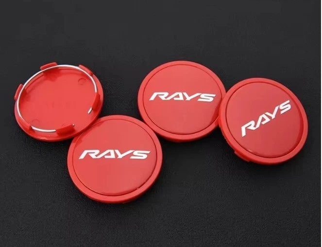 4 Pcs RAYS VOLK Red 65mm Face 60mm Clip Set Wheel Centre Cap Replacement