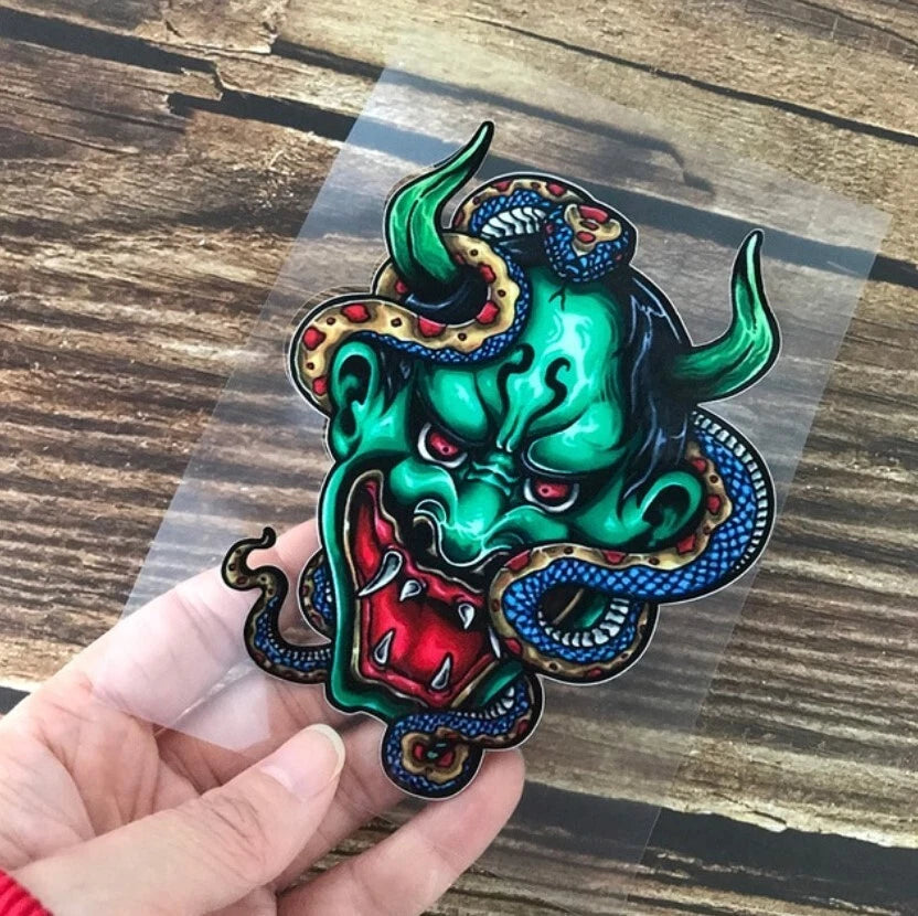 Japanese Hannya Oni Death Mask Snake Demon Decal Sticker JDM Car Bike Subaru