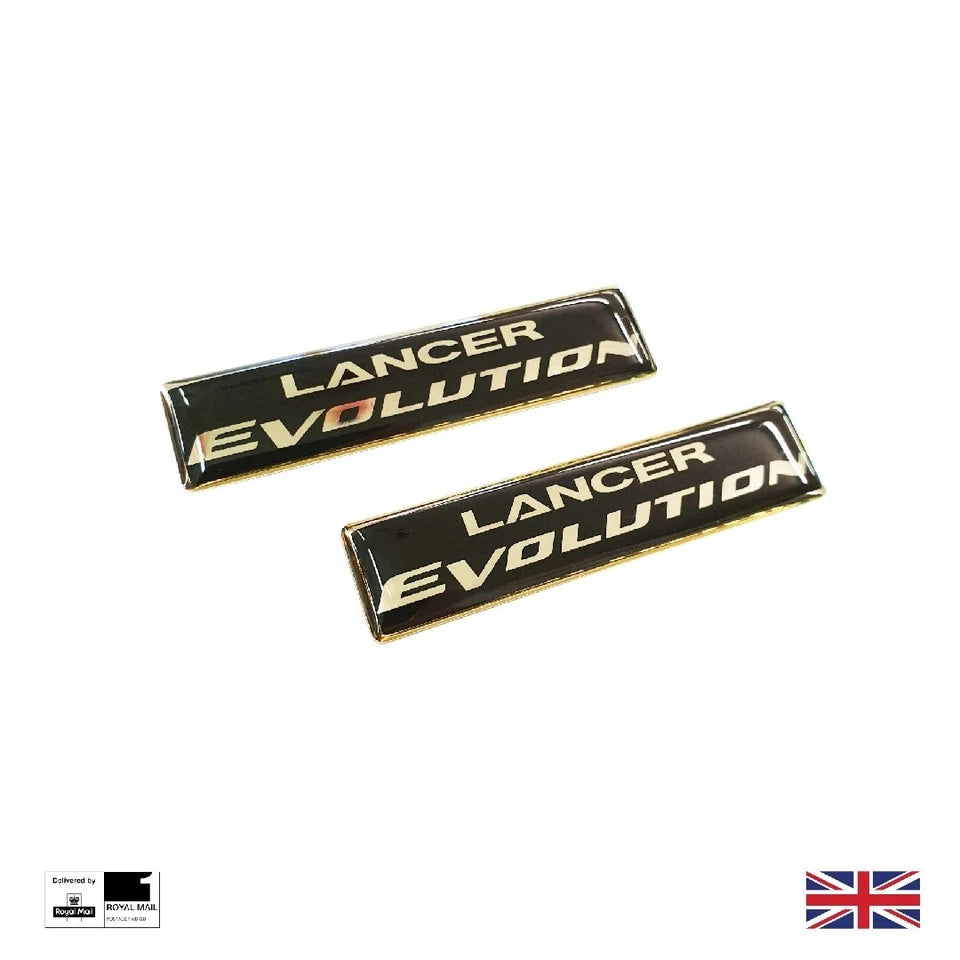 2 x Lancer Evolution Black Silver Boot Fender Badge Emblem for Mitsubishi NEW