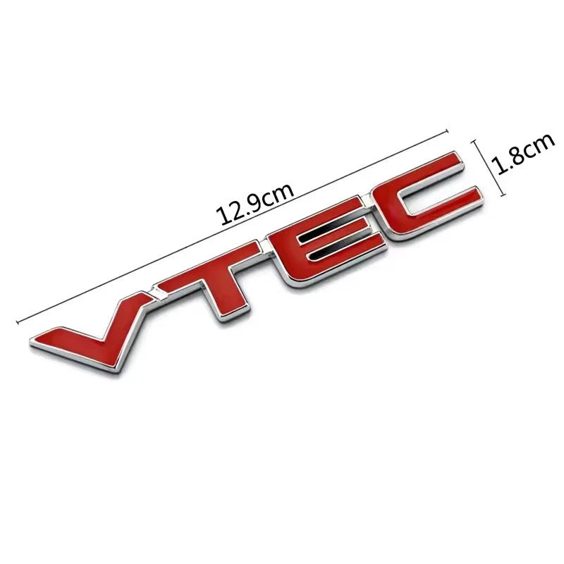 3D Red VTEC Emblem Badge Zinc Alloy Metal Car Sticker for Honda Civic Accord Fit