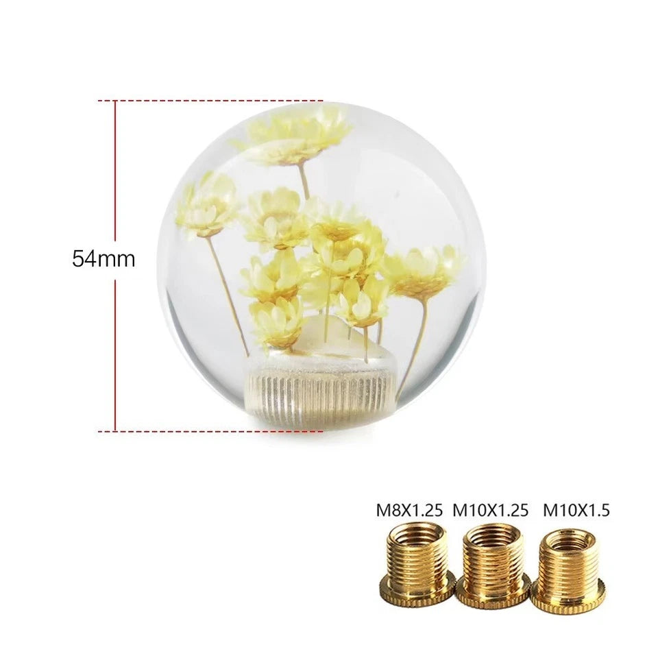 Acrylic Flower Clear Ball Manual Gear Knob Shift Universal Fitment M12 M10 M8