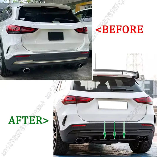 Gloss Black Rear Bumper Diffuser Lip Kit for Mercedes-Benz GLA H247 AMG Line