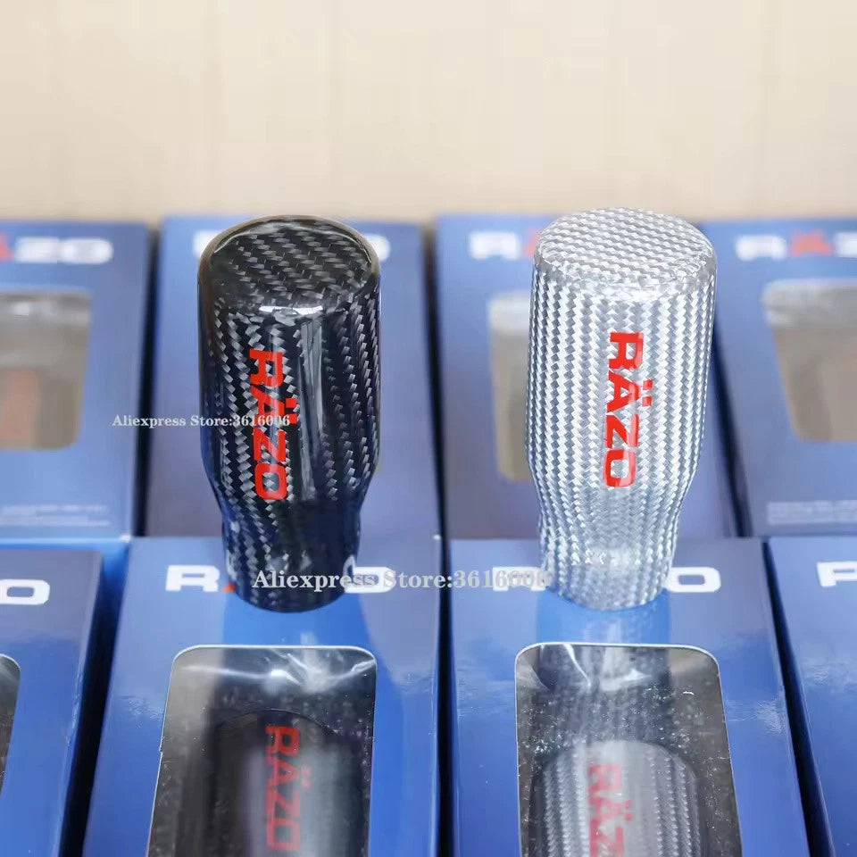 Black/Silver RAZO Real Carbon Fiber Gear Shift Knob Shifter Lever 80mm NEW