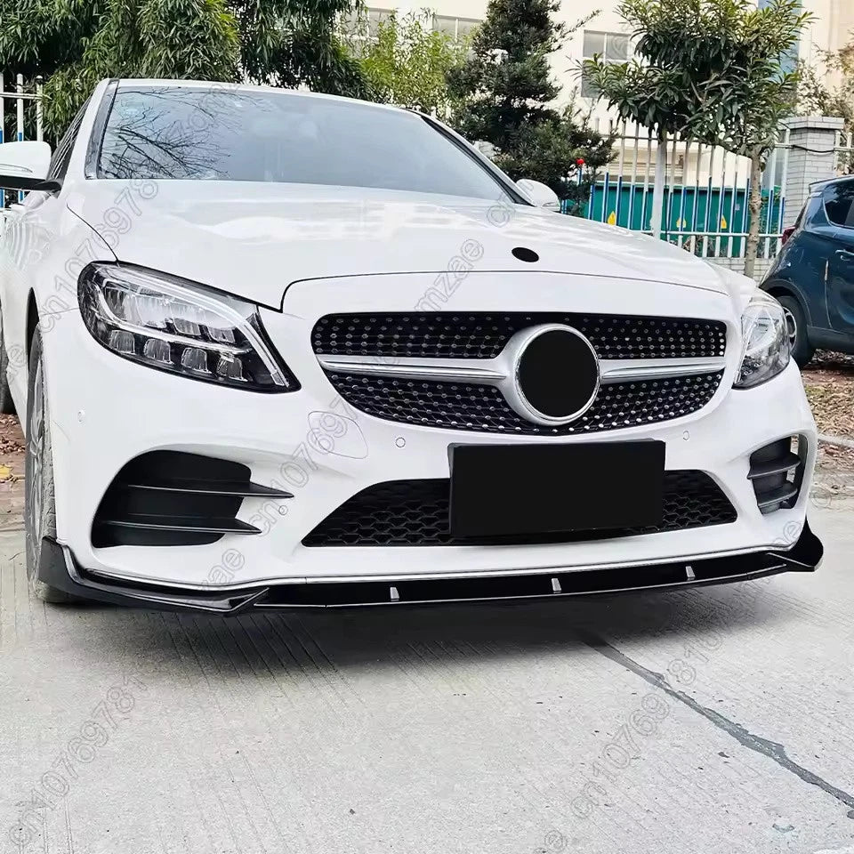 Front Bumper Lip Spoiler & Splitter Kit for Mercedes Benz W205 C-Class 2019–2021