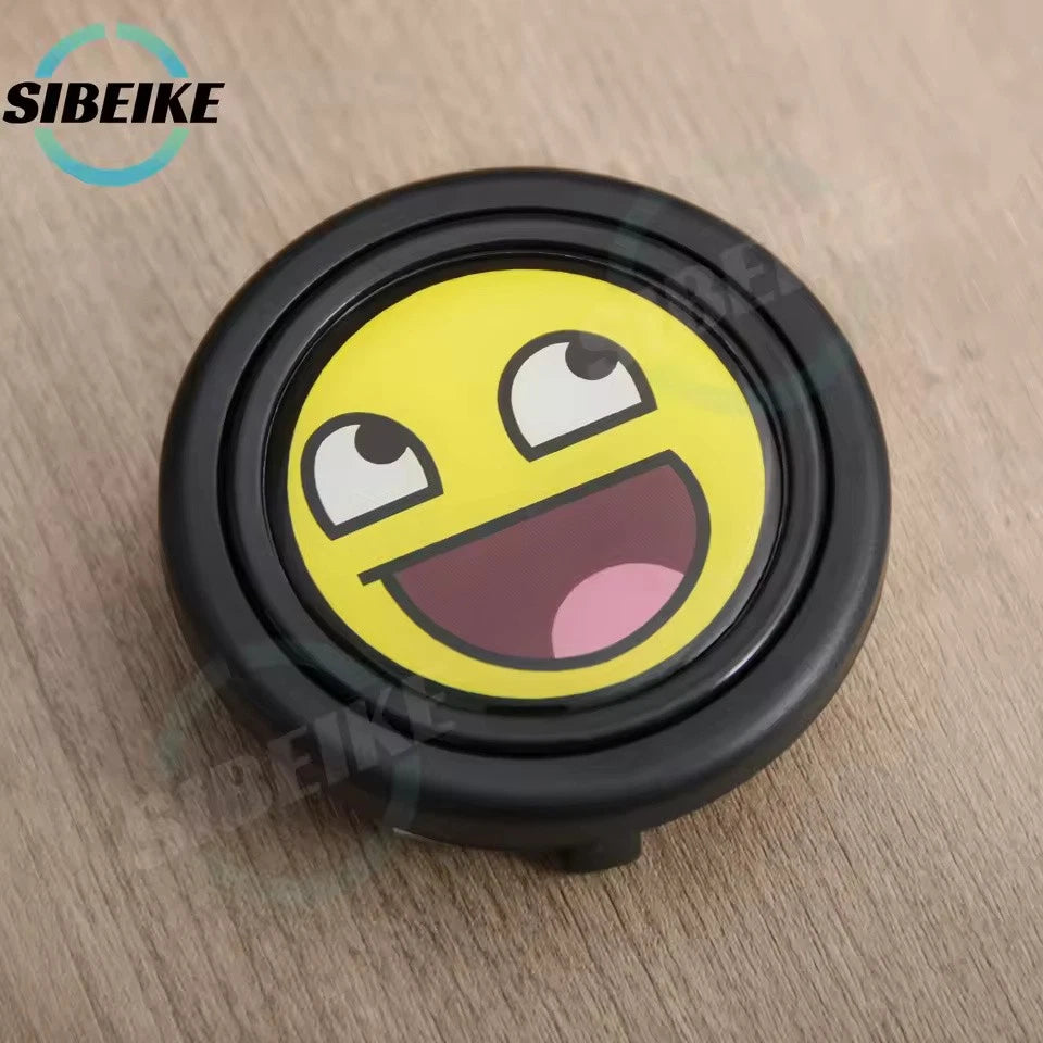 JDM Yellow Happy Face Steering Wheel Horn Button Universal Car Horn Push Cover