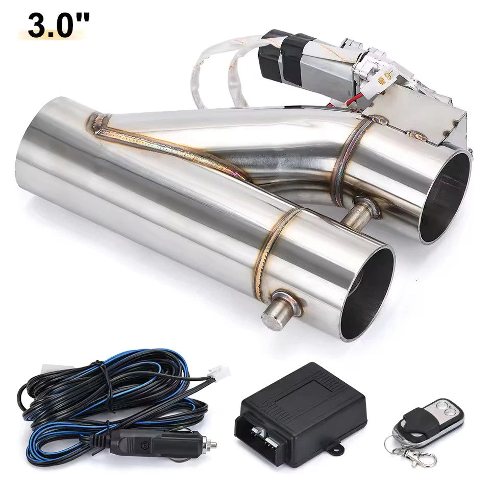 Stainless Steel Electric Dual-Valve Exhaust Downpipe w/ Wireless Remote 2.0"-3"