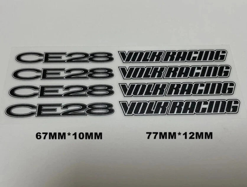 8 x Volk Racing CE28 Wheel Decals Sticker Black for RAYS RT N SL WRX EVO RX7 GTR