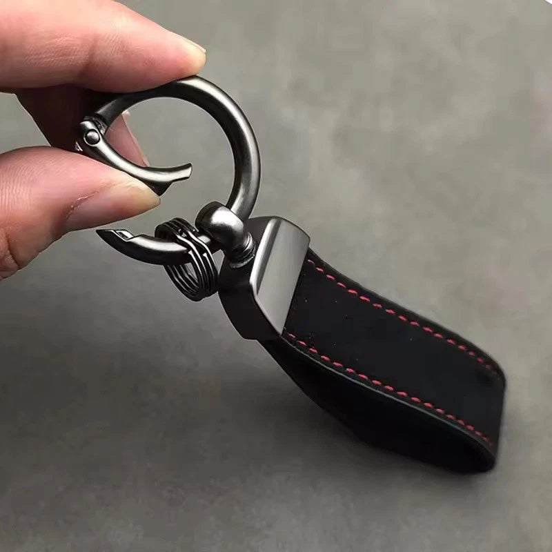 Suede Leather Black Gunmetal Keyring for Suzuki Jimny Samurai Vitara Swift